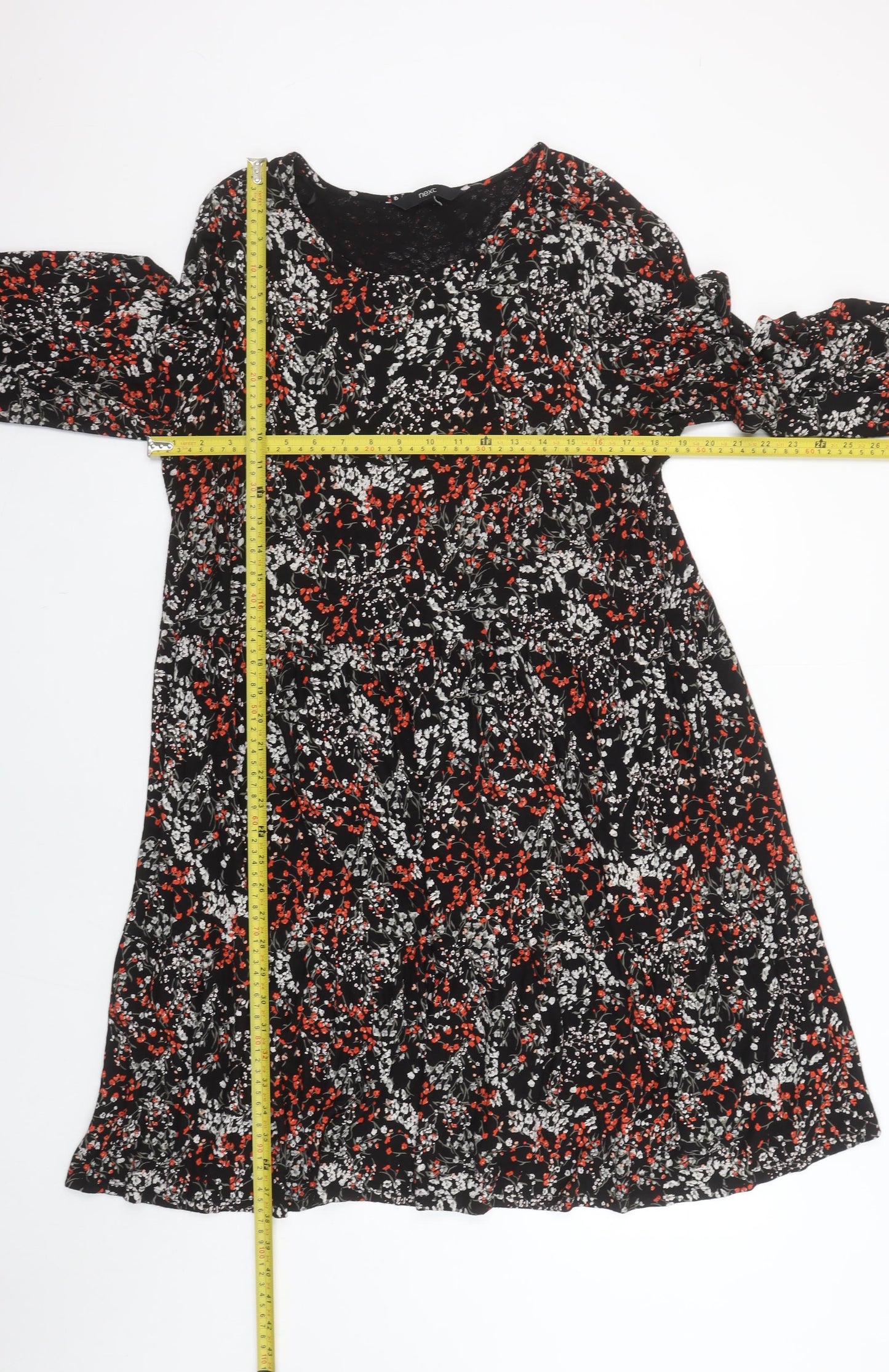 Next Women Multicoloured Floral Shift Dress Size L Long Sleeve
