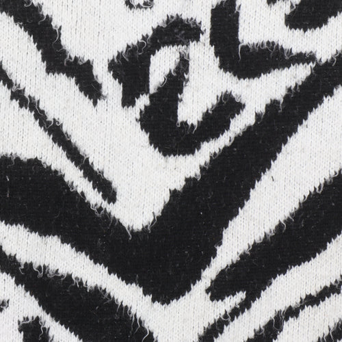 Topshop Women's Black Animal Print Roll Neck Jumper Size M