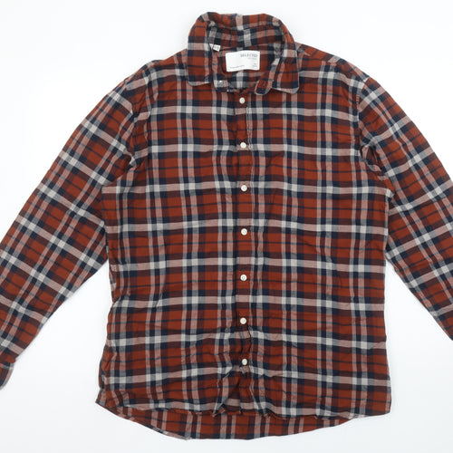 Selected Homme Men's Brown Check Slim Fit Flannel Shirt XL
