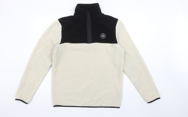 Jack & Jones Men’s Beige Fleece 1/4 Zip Pullover Sweatshirt M
