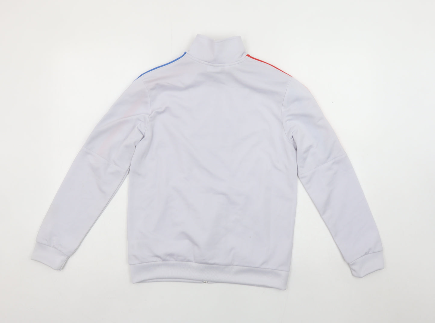 adidas Boys White Full Zip Sweatshirt 11-12 Years Red Blue Striped Logo