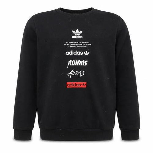 Adidas Boys Black Crew Neck Fleece Sweatshirt 11-12 Years Pullover Logo