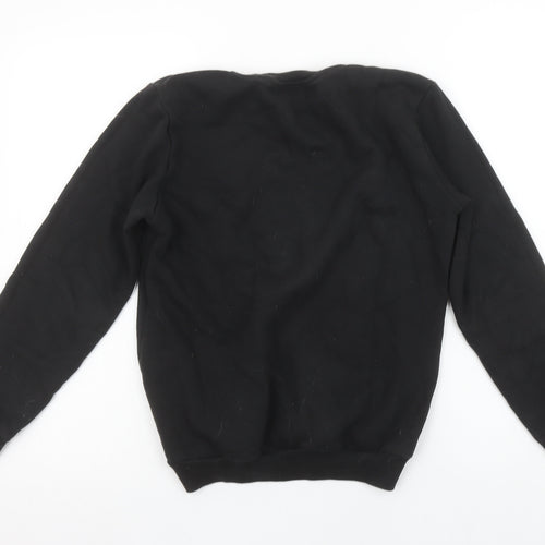 Adidas Boys Black Crew Neck Fleece Sweatshirt 11-12 Years Pullover Logo