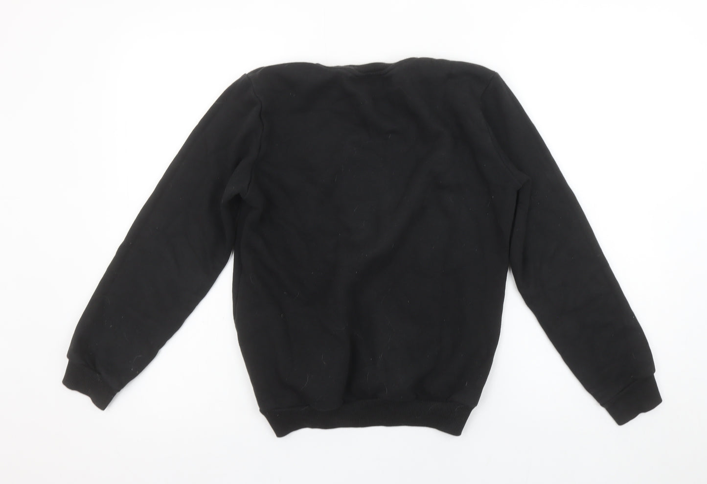 Adidas Boys Black Crew Neck Fleece Sweatshirt 11-12 Years Pullover Logo