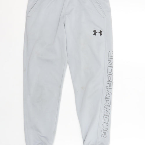 Under Armour Boys Grey Fleece Jogger Trousers Medium Activewear