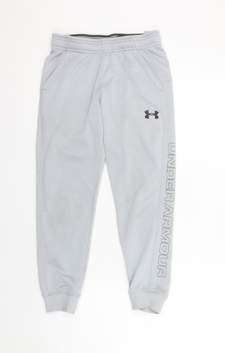 Under Armour Boys Grey Fleece Jogger Trousers Medium Activewear