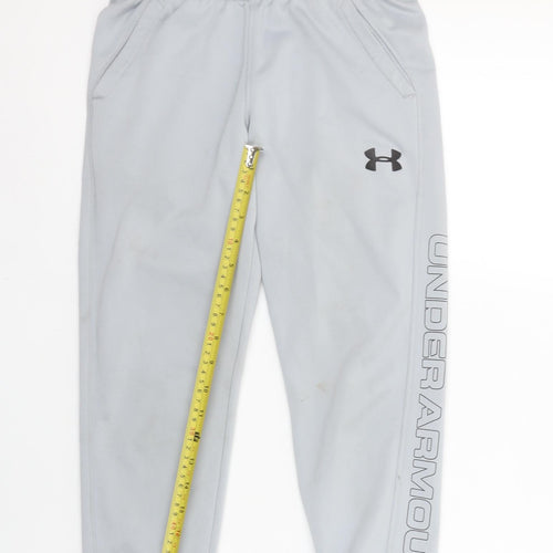 Under Armour Boys Grey Fleece Jogger Trousers Medium Activewear