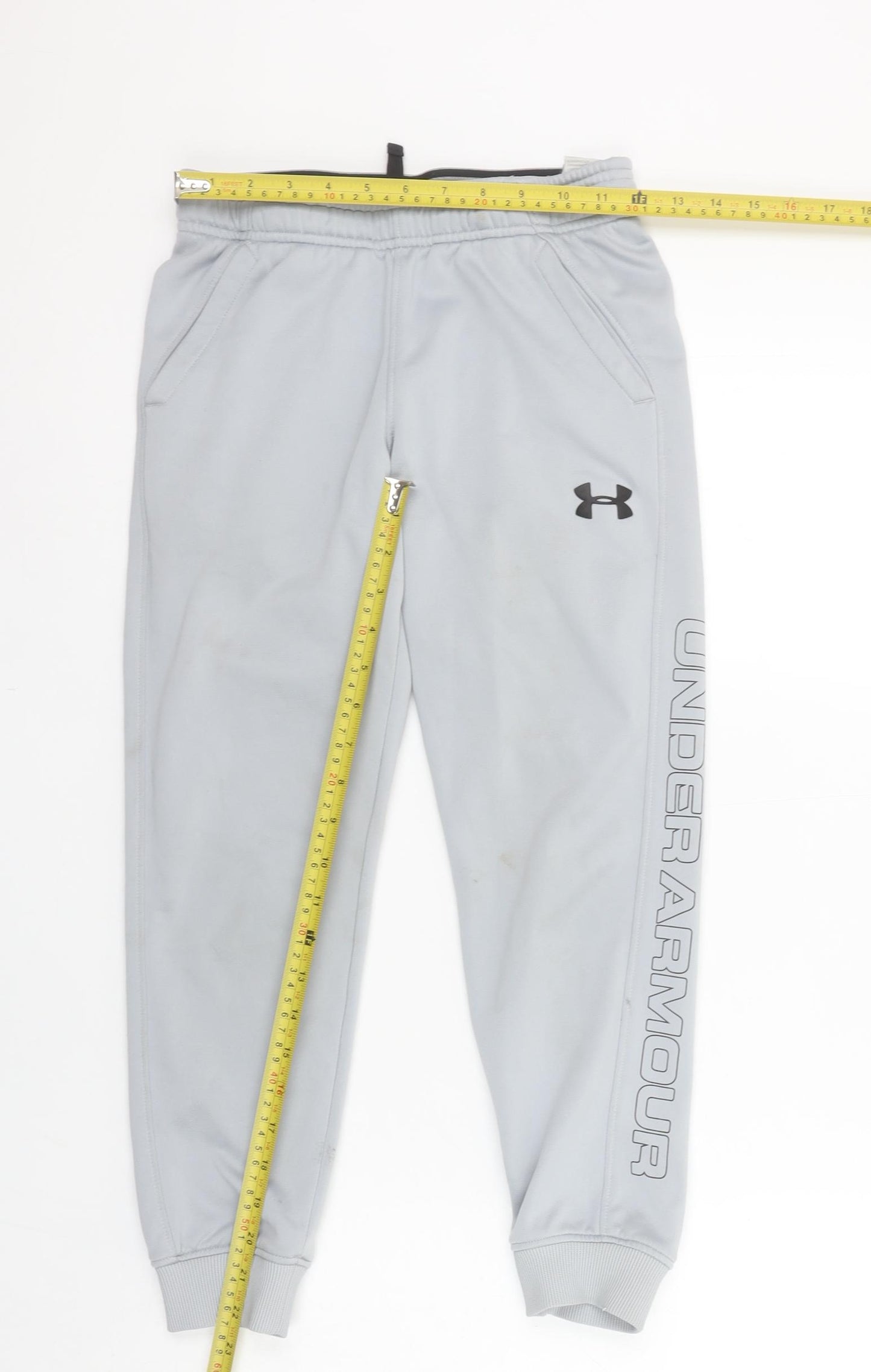 Under Armour Boys Grey Fleece Jogger Trousers Medium Activewear