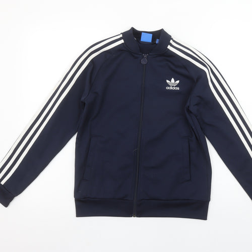 adidas Boys Blue Full Zip Sweatshirt 11-12 Years Sports Logo Jacket