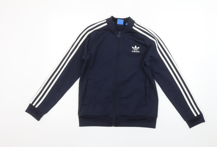 adidas Boys Blue Full Zip Sweatshirt 11-12 Years Sports Logo Jacket