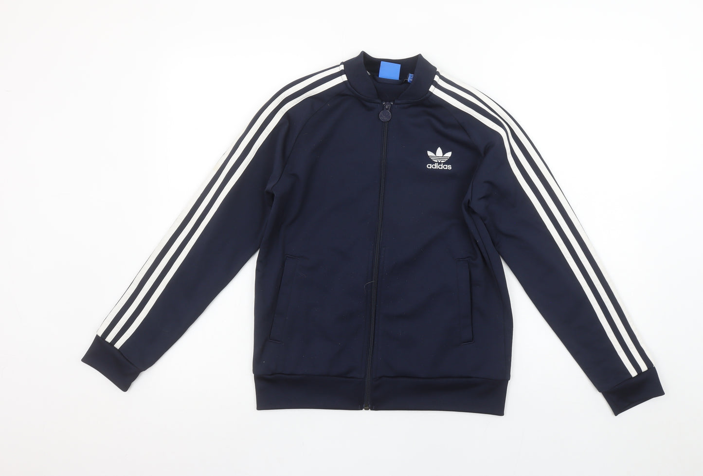 adidas Boys Blue Full Zip Sweatshirt 11-12 Years Sports Logo Jacket