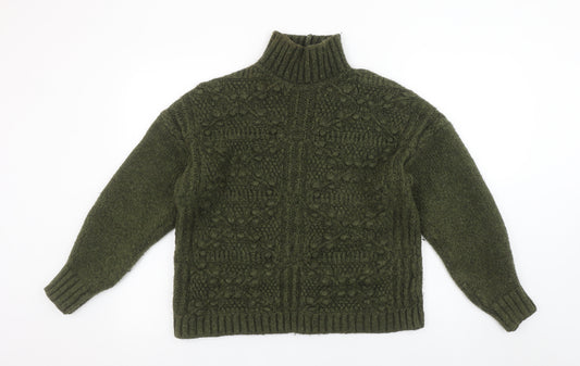 Marks and Spencer Per Una Women Green Wool Blend Roll Neck Jumper M
