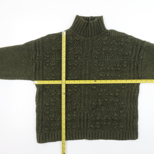 Marks and Spencer Per Una Women Green Wool Blend Roll Neck Jumper M