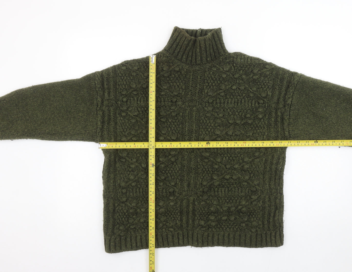 Marks and Spencer Per Una Women Green Wool Blend Roll Neck Jumper M