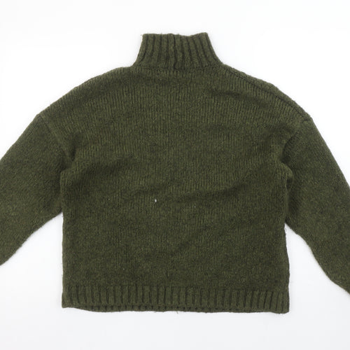 Marks and Spencer Per Una Women Green Wool Blend Roll Neck Jumper M