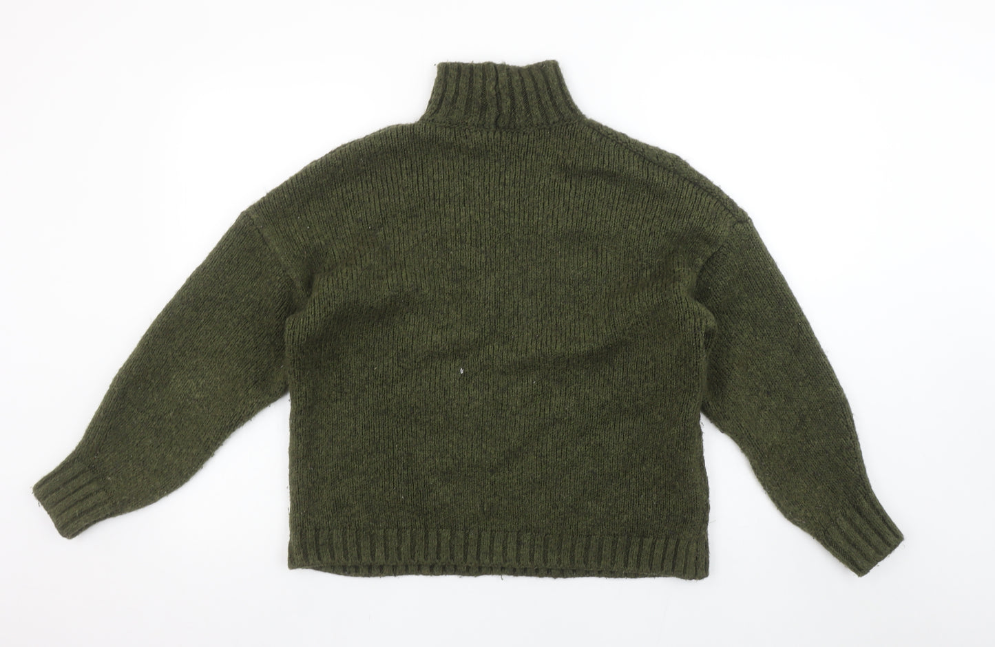 Marks and Spencer Per Una Women Green Wool Blend Roll Neck Jumper M