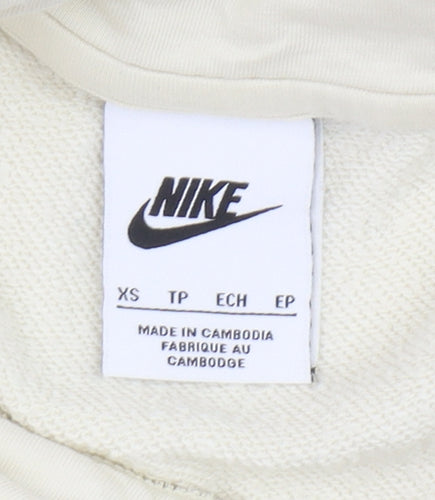 Nike Women Beige XS Pullover Hoodie Cotton Blend Casual Sportswear