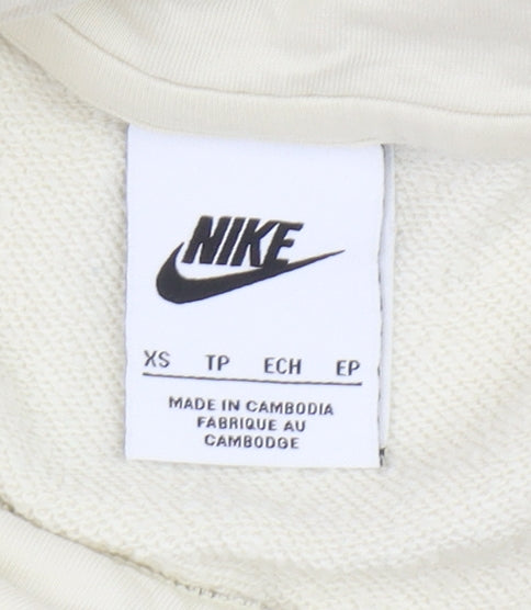 Nike Women Beige XS Pullover Hoodie Cotton Blend Casual Sportswear