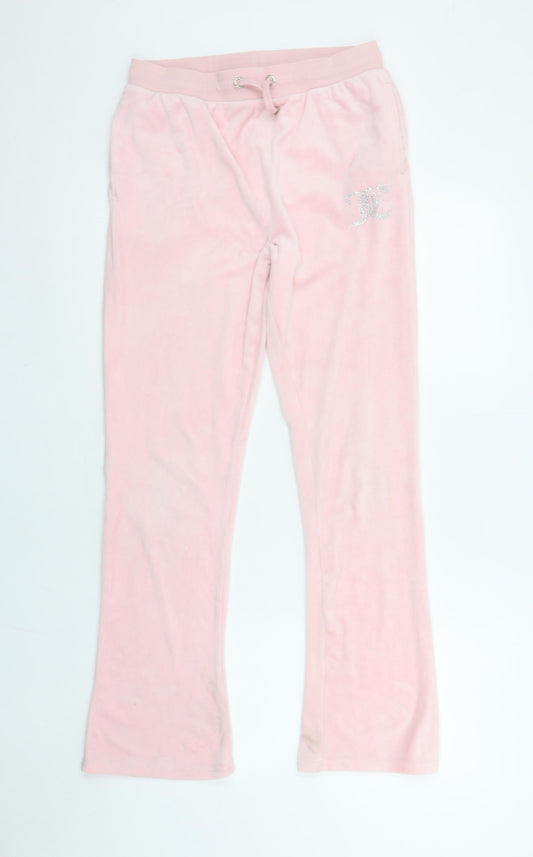 Juicy Couture Girls Pink Velour Jogger Trousers Age 12-13 Years