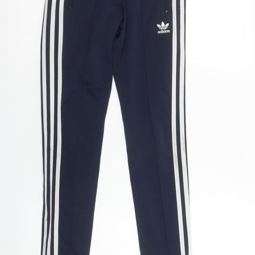 Adidas Boys Blue Jogger Trousers 11-12 Years Zip Pockets Side Stripe