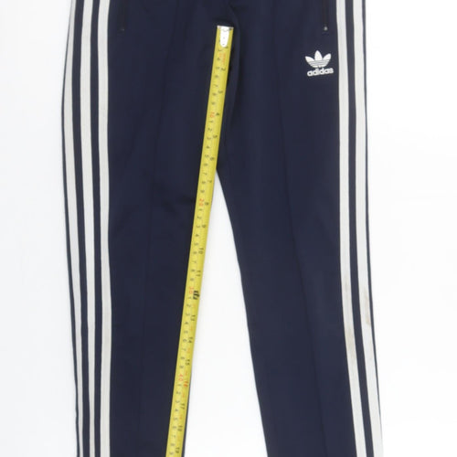 Adidas Boys Blue Jogger Trousers 11-12 Years Zip Pockets Side Stripe