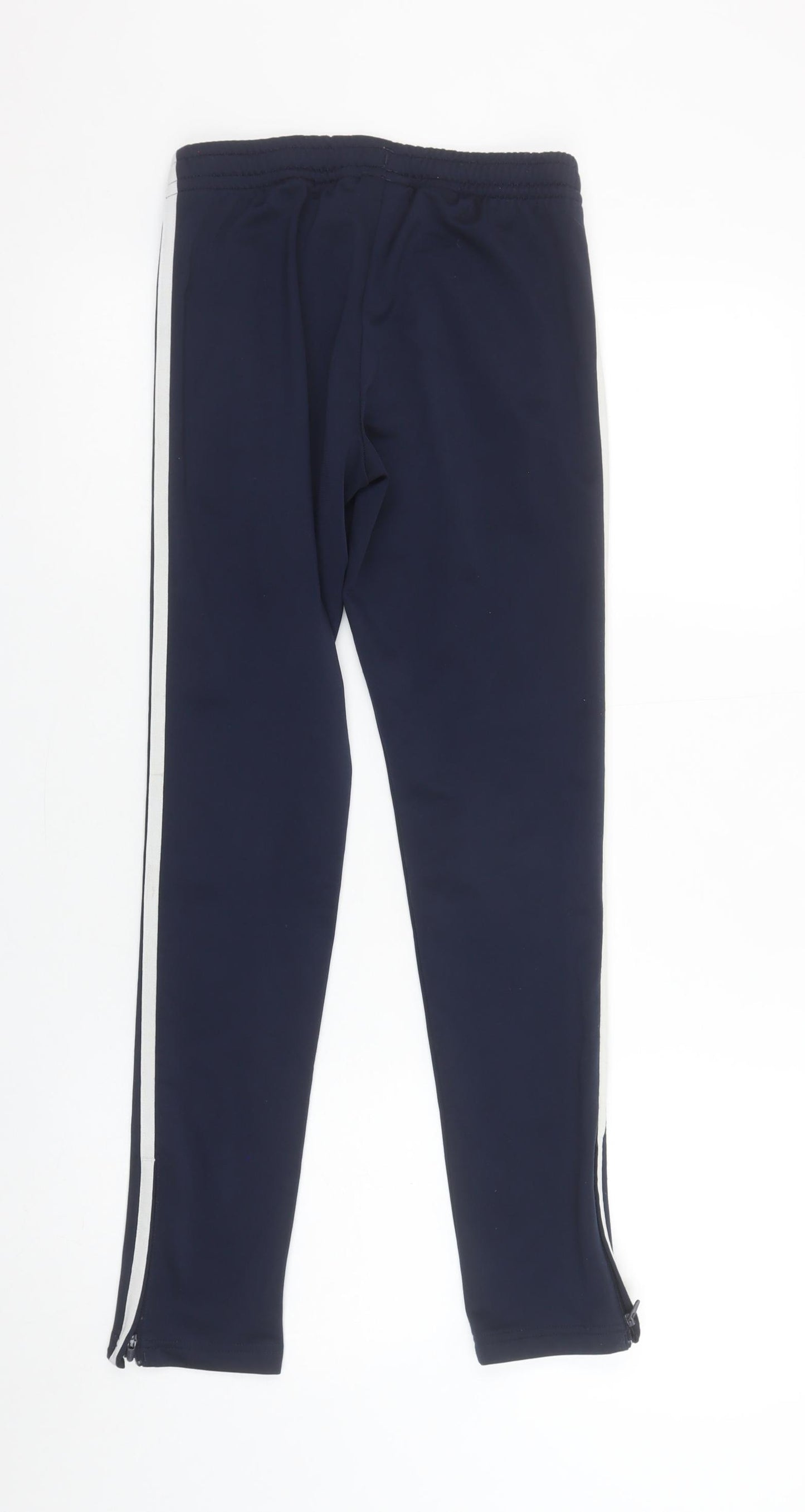 Adidas Boys Blue Jogger Trousers 11-12 Years Zip Pockets Side Stripe