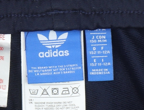 Adidas Boys Blue Jogger Trousers 11-12 Years Zip Pockets Side Stripe