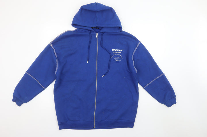 Boohoo Women’s Blue Full Zip Hoodie Size S Cotton Blend Casual