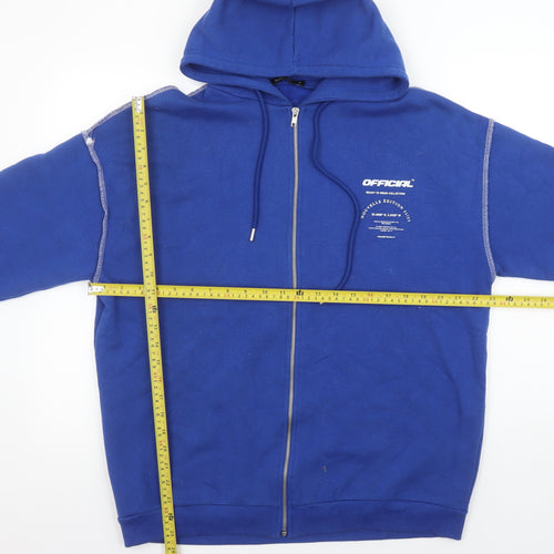 Boohoo Women’s Blue Full Zip Hoodie Size S Cotton Blend Casual