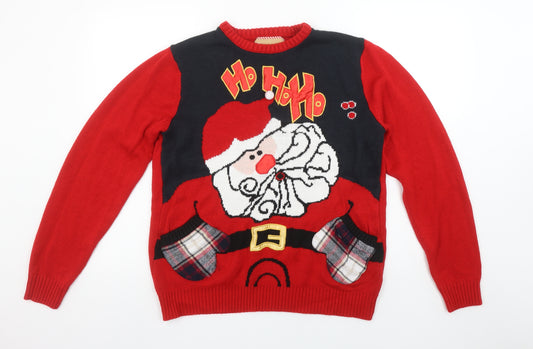 Cedarwood State Men's Red Christmas Santa Jumper L Knit Pullover