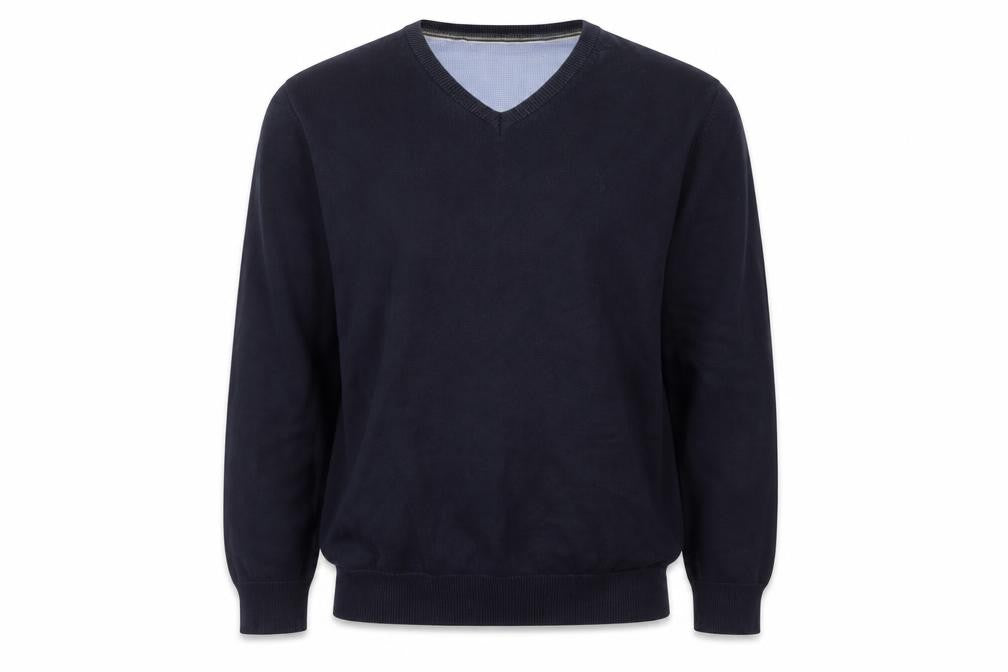 Benetti Men's Blue Cotton V-Neck Jumper XL Classic Fit