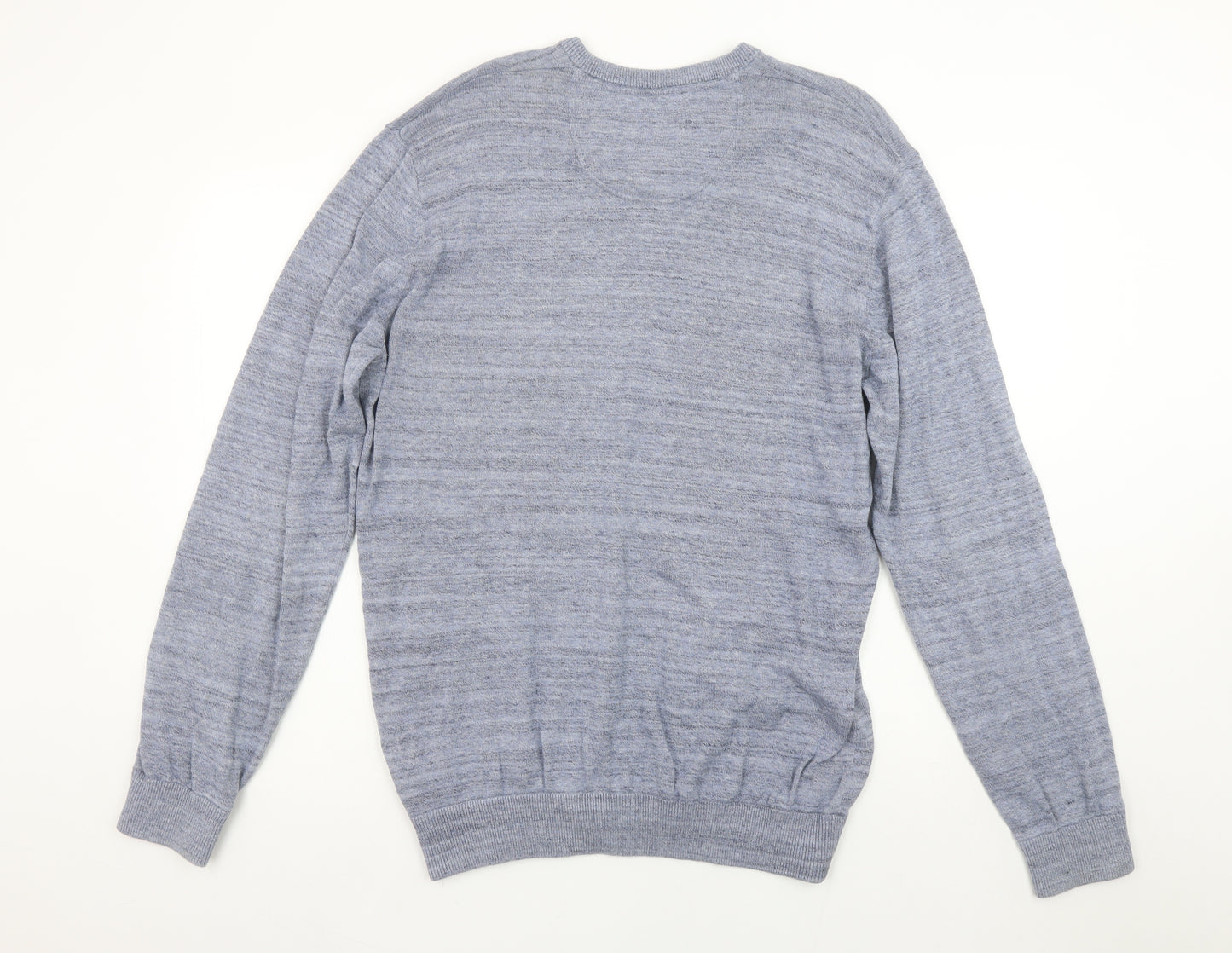 6th Sense Men's Blue Cotton V-Neck Jumper Size L Lightweight Knit