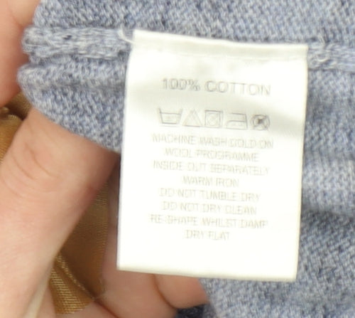 6th Sense Men's Blue Cotton V-Neck Jumper Size L Lightweight Knit