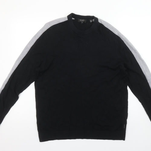Ted Baker Men Black L Pullover Crew Neck Wool Blend Jumper