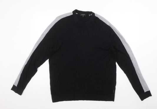 Ted Baker Men Black L Pullover Crew Neck Wool Blend Jumper