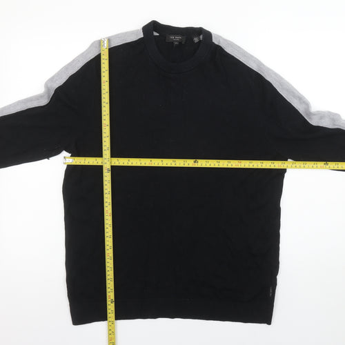 Ted Baker Men Black L Pullover Crew Neck Wool Blend Jumper