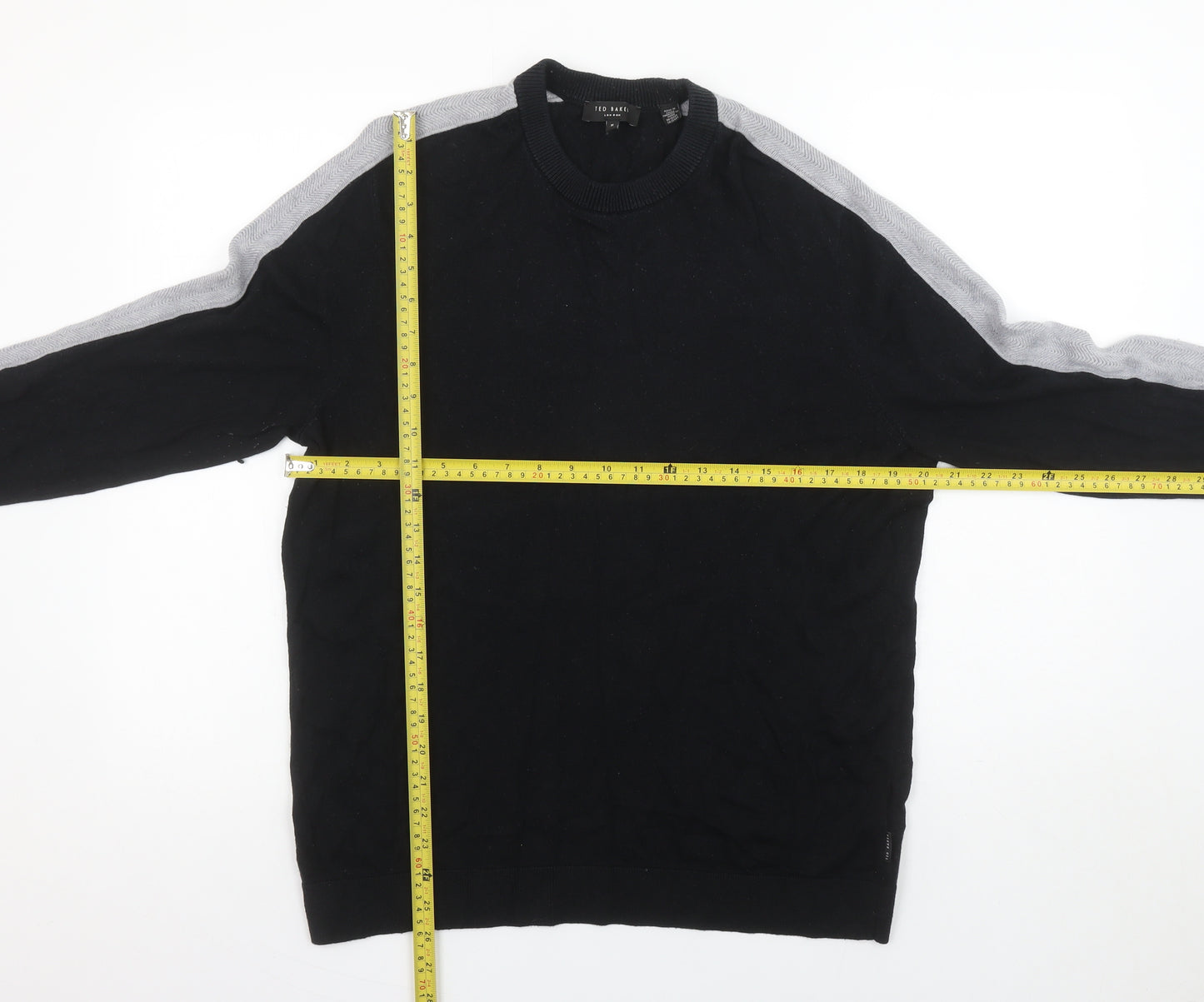 Ted Baker Men Black L Pullover Crew Neck Wool Blend Jumper