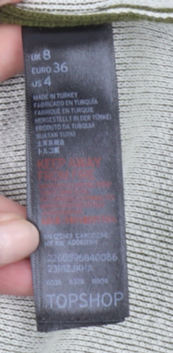 Topshop Women’s Green Mock Neck Knit Jumper Size 8