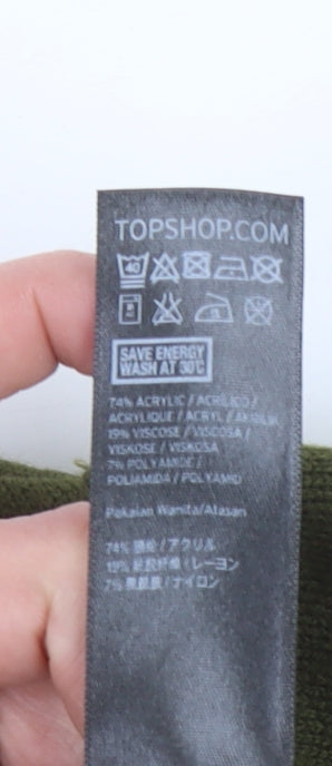 Topshop Women’s Green Mock Neck Knit Jumper Size 8