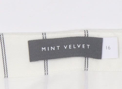 Mint Velvet Women's White Striped Straight Pencil Skirt Size 16