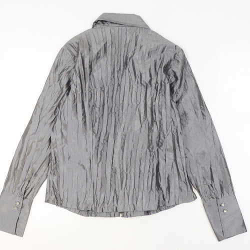 Chagall Women's Silver Beaded Long Sleeve Formal Blouse Size 8