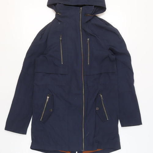 White Stuff Women's Blue Hooded Parka Coat Size 6