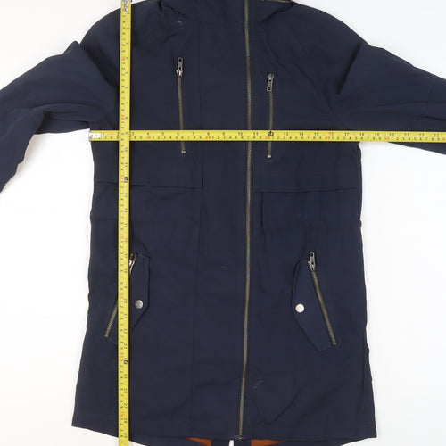White Stuff Women's Blue Hooded Parka Coat Size 6
