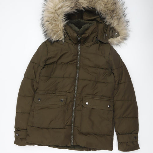 Cherry Koko Women's Green Faux Fur Hooded Puffer Jacket Size M