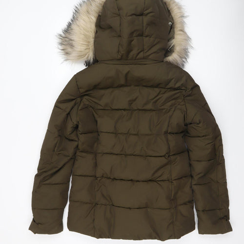 Cherry Koko Women's Green Faux Fur Hooded Puffer Jacket Size M