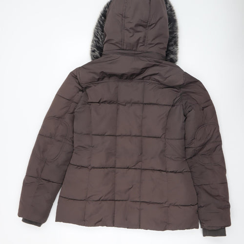 How Dare U Women Brown Faux Fur Hooded Puffer Jacket M