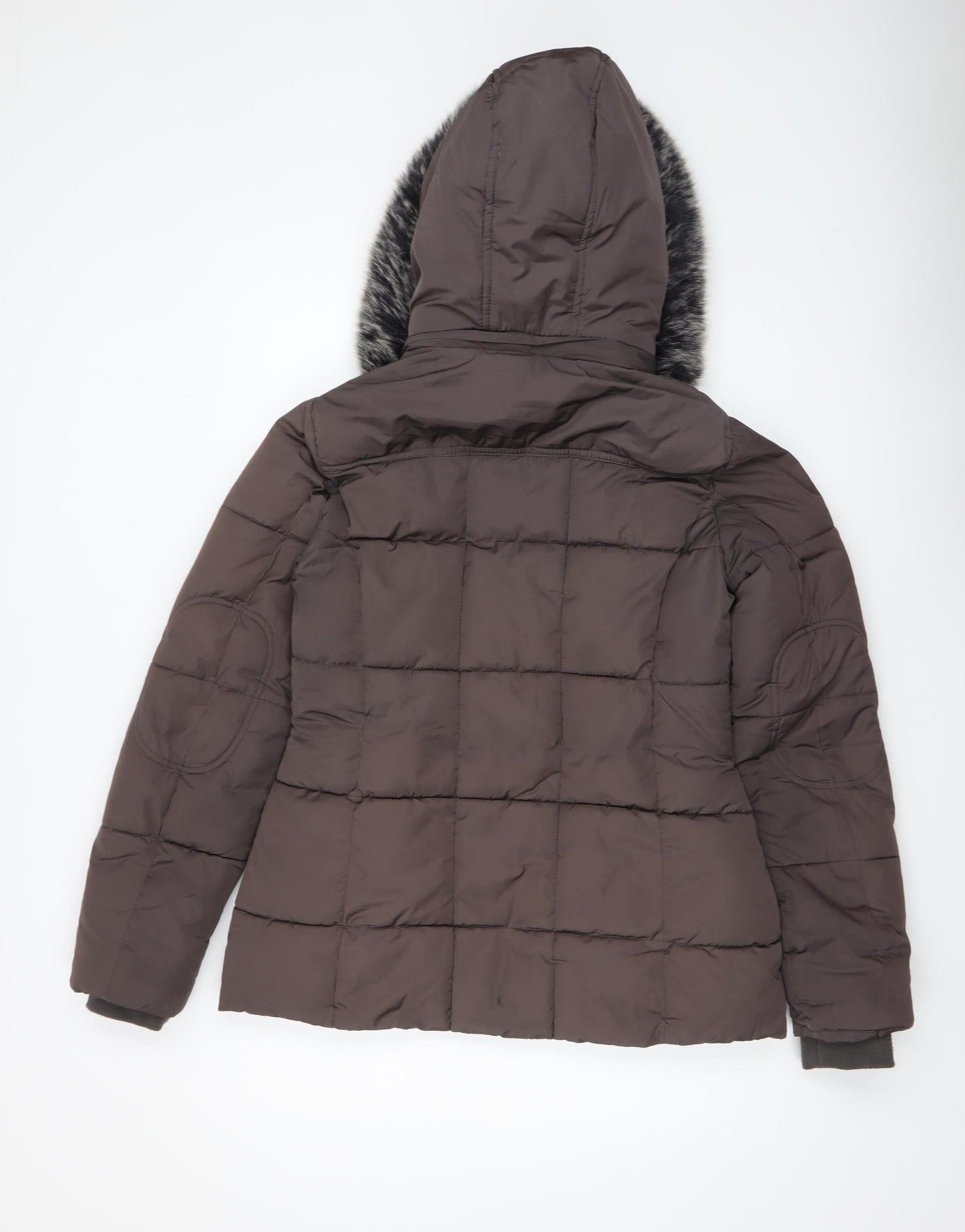How Dare U Women Brown Faux Fur Hooded Puffer Jacket M