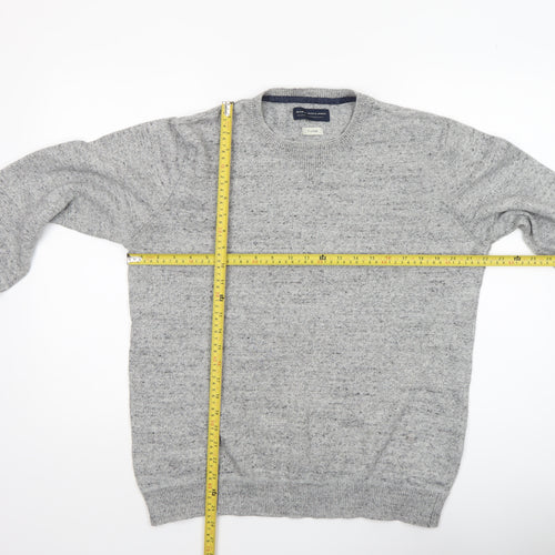 Jack & Jones Men's Grey XL Crew Neck Cotton Knit Jumper