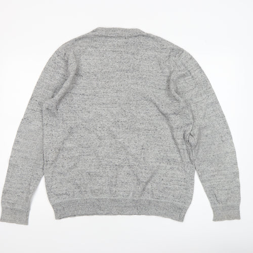 Jack & Jones Men's Grey XL Crew Neck Cotton Knit Jumper