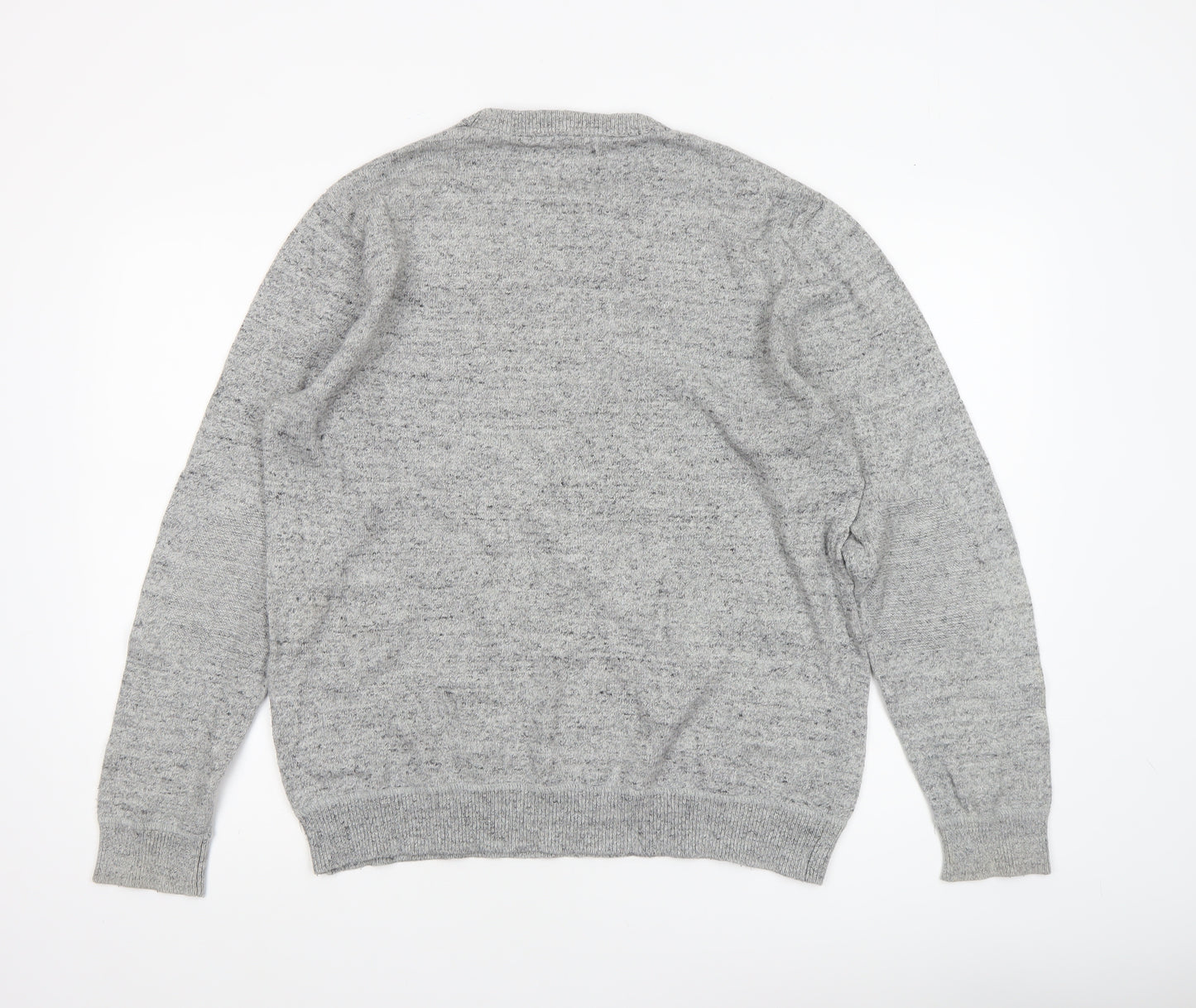 Jack & Jones Men's Grey XL Crew Neck Cotton Knit Jumper